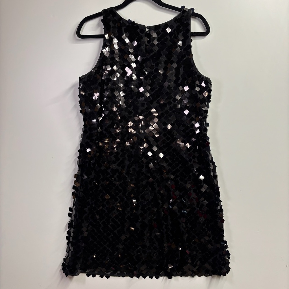 White House Black Market Sleeveless Black Sequin Mini Dress - Size: 14 - Picture 2 of 6
